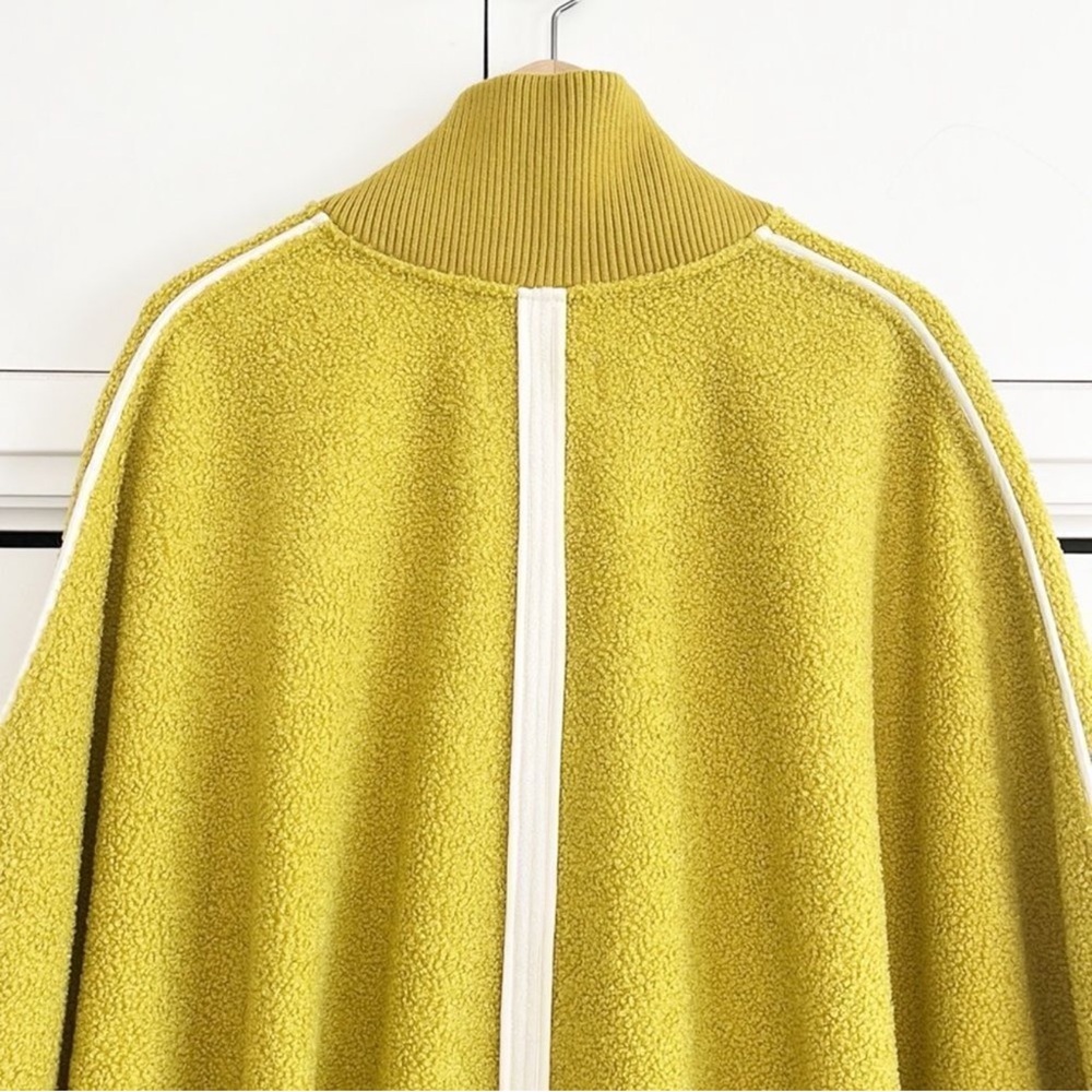 Free People Stone Cold Circle Cape Mustard Yellow Boucle Varsity Pancho - Picture 9 of 15